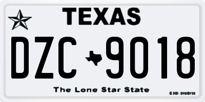 TX license plate DZC9018