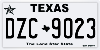 TX license plate DZC9023