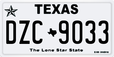 TX license plate DZC9033