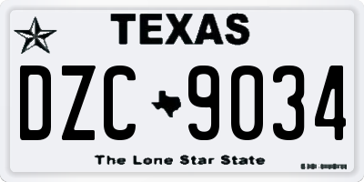 TX license plate DZC9034