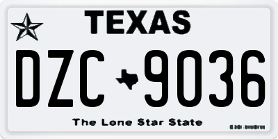 TX license plate DZC9036