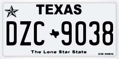 TX license plate DZC9038