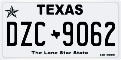 TX license plate DZC9062