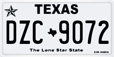 TX license plate DZC9072