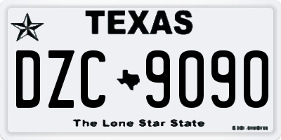 TX license plate DZC9090