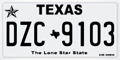 TX license plate DZC9103