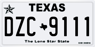TX license plate DZC9111