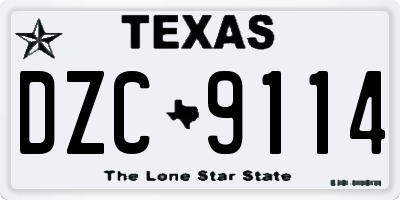 TX license plate DZC9114