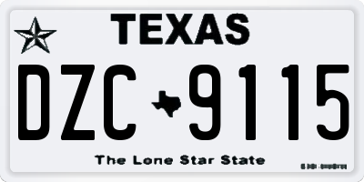 TX license plate DZC9115