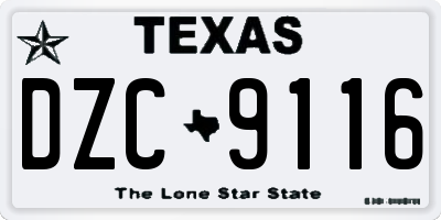 TX license plate DZC9116