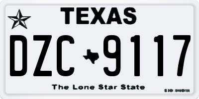 TX license plate DZC9117
