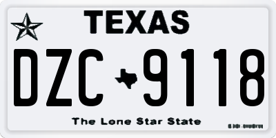 TX license plate DZC9118