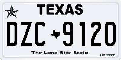 TX license plate DZC9120