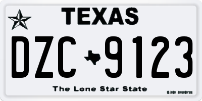 TX license plate DZC9123
