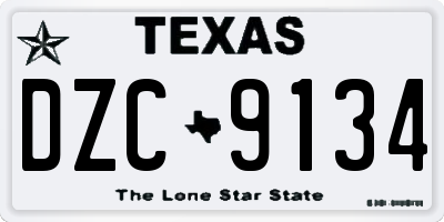 TX license plate DZC9134
