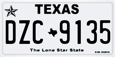 TX license plate DZC9135