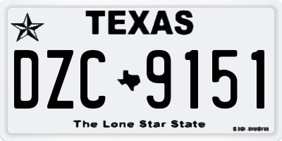 TX license plate DZC9151