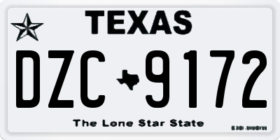 TX license plate DZC9172