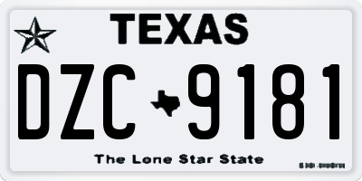 TX license plate DZC9181