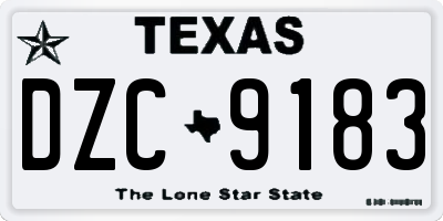 TX license plate DZC9183