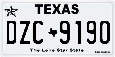 TX license plate DZC9190
