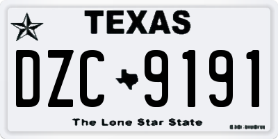 TX license plate DZC9191