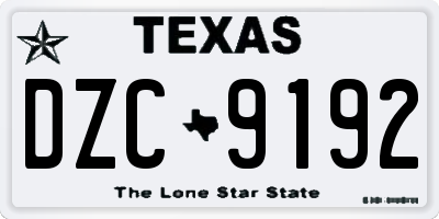 TX license plate DZC9192