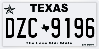 TX license plate DZC9196