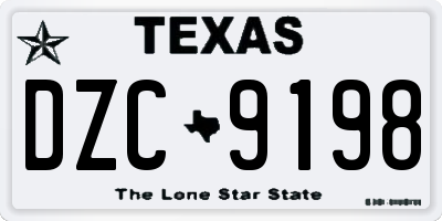 TX license plate DZC9198