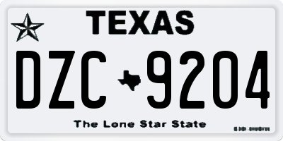 TX license plate DZC9204