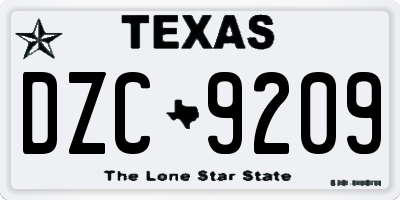 TX license plate DZC9209