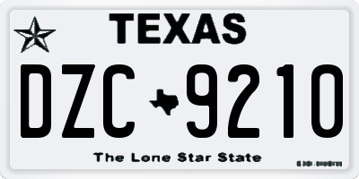 TX license plate DZC9210