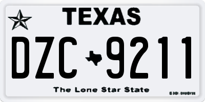 TX license plate DZC9211