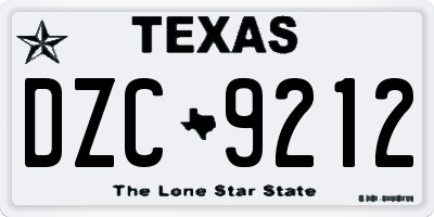 TX license plate DZC9212