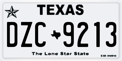 TX license plate DZC9213