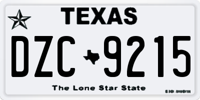 TX license plate DZC9215