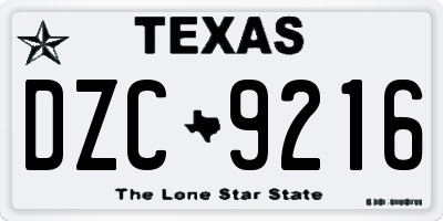 TX license plate DZC9216