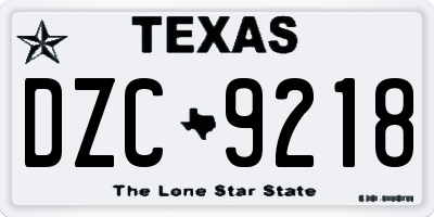 TX license plate DZC9218