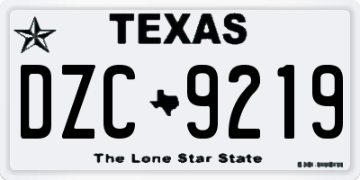 TX license plate DZC9219