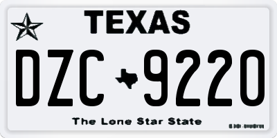 TX license plate DZC9220