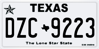 TX license plate DZC9223