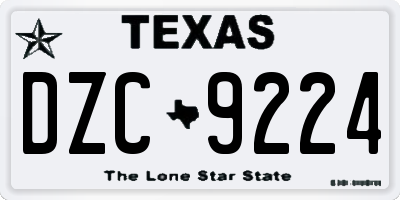 TX license plate DZC9224