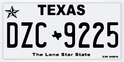 TX license plate DZC9225