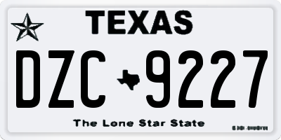 TX license plate DZC9227