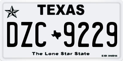 TX license plate DZC9229