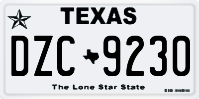 TX license plate DZC9230