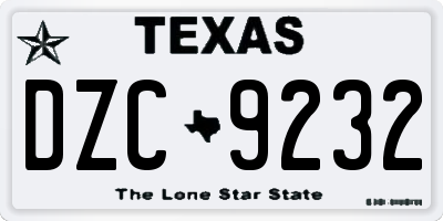 TX license plate DZC9232