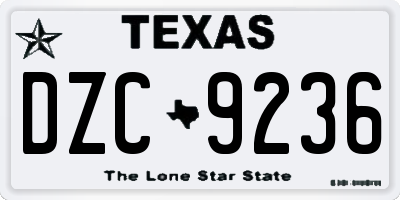 TX license plate DZC9236