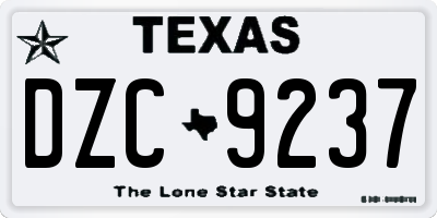 TX license plate DZC9237