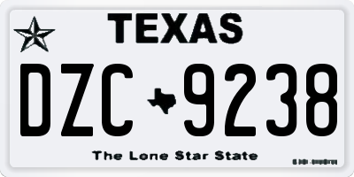 TX license plate DZC9238